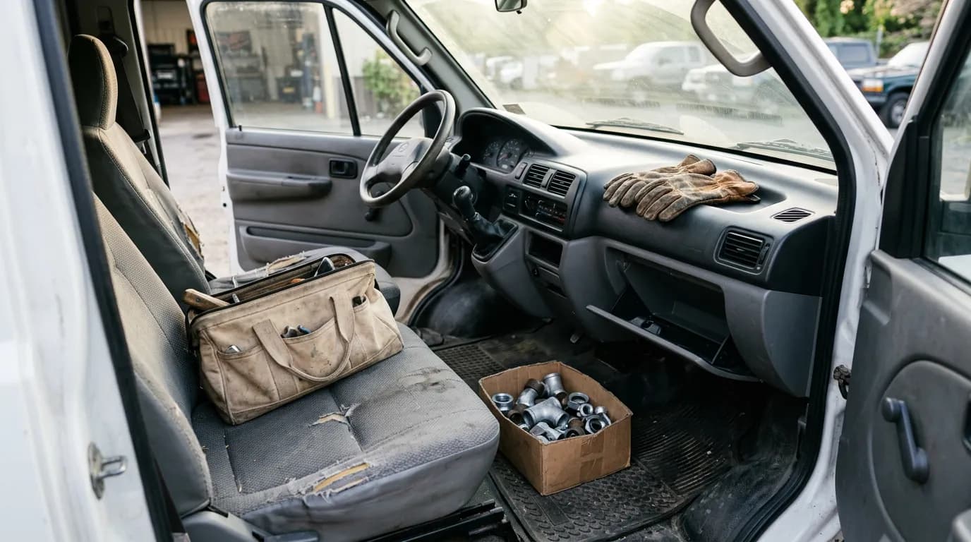 Editorial photograph illustrating expense and mileage tracking for service business for a field-service business