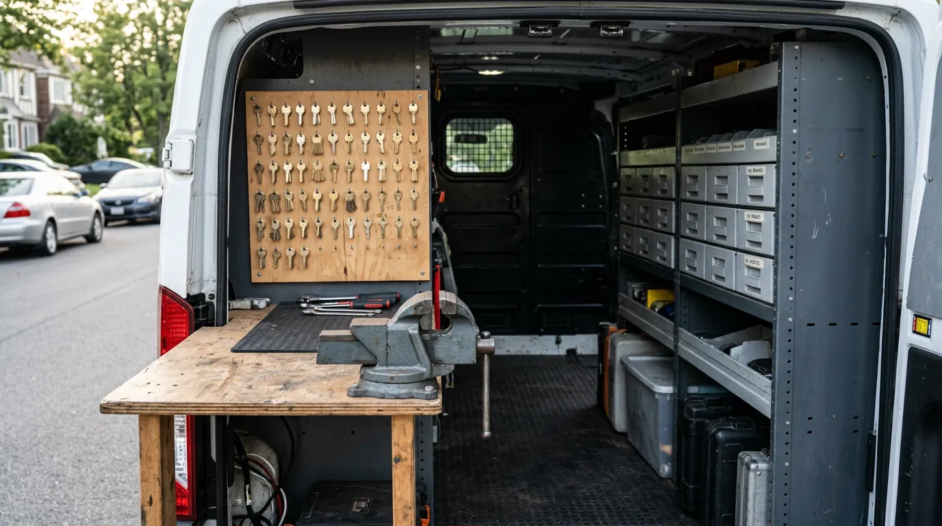 Editorial photograph illustrating locksmith work order software for a field-service business
