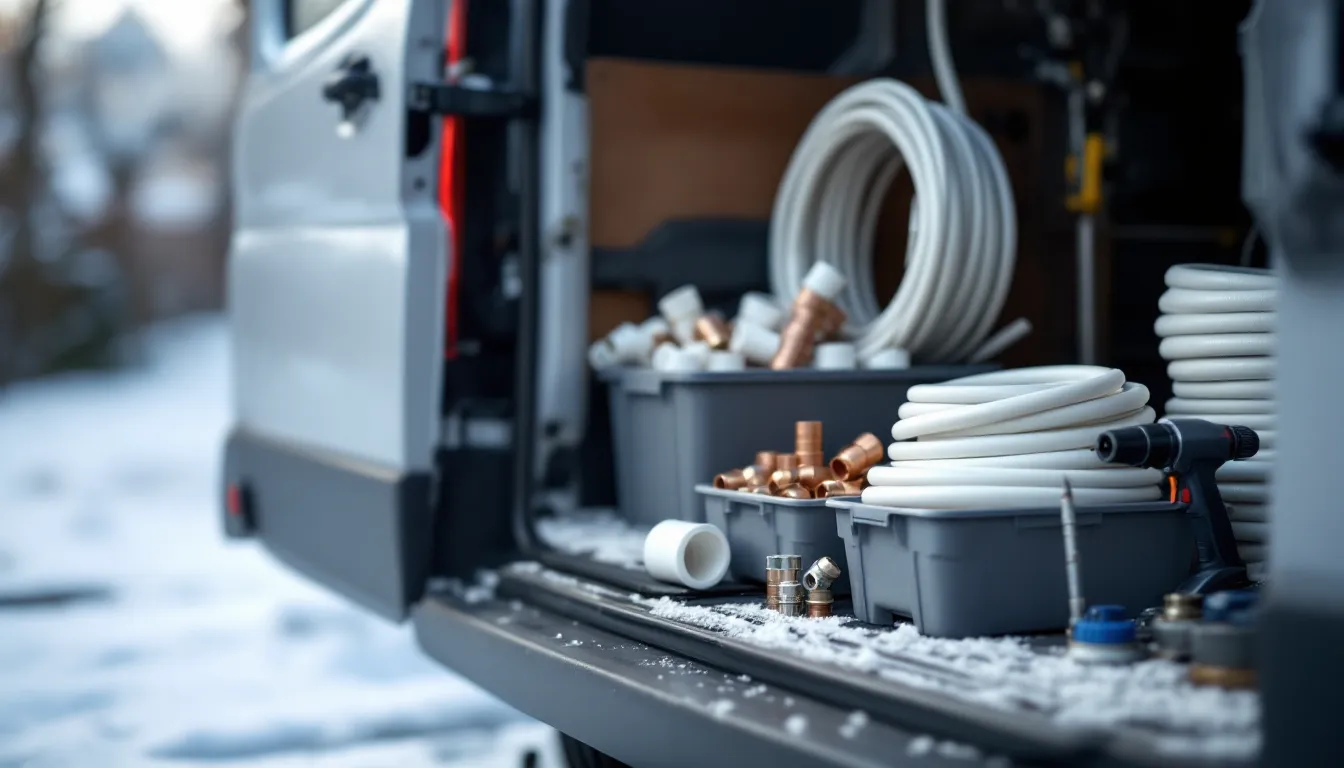 Editorial photograph illustrating frozen pipe repair pricing plumber for a field-service business