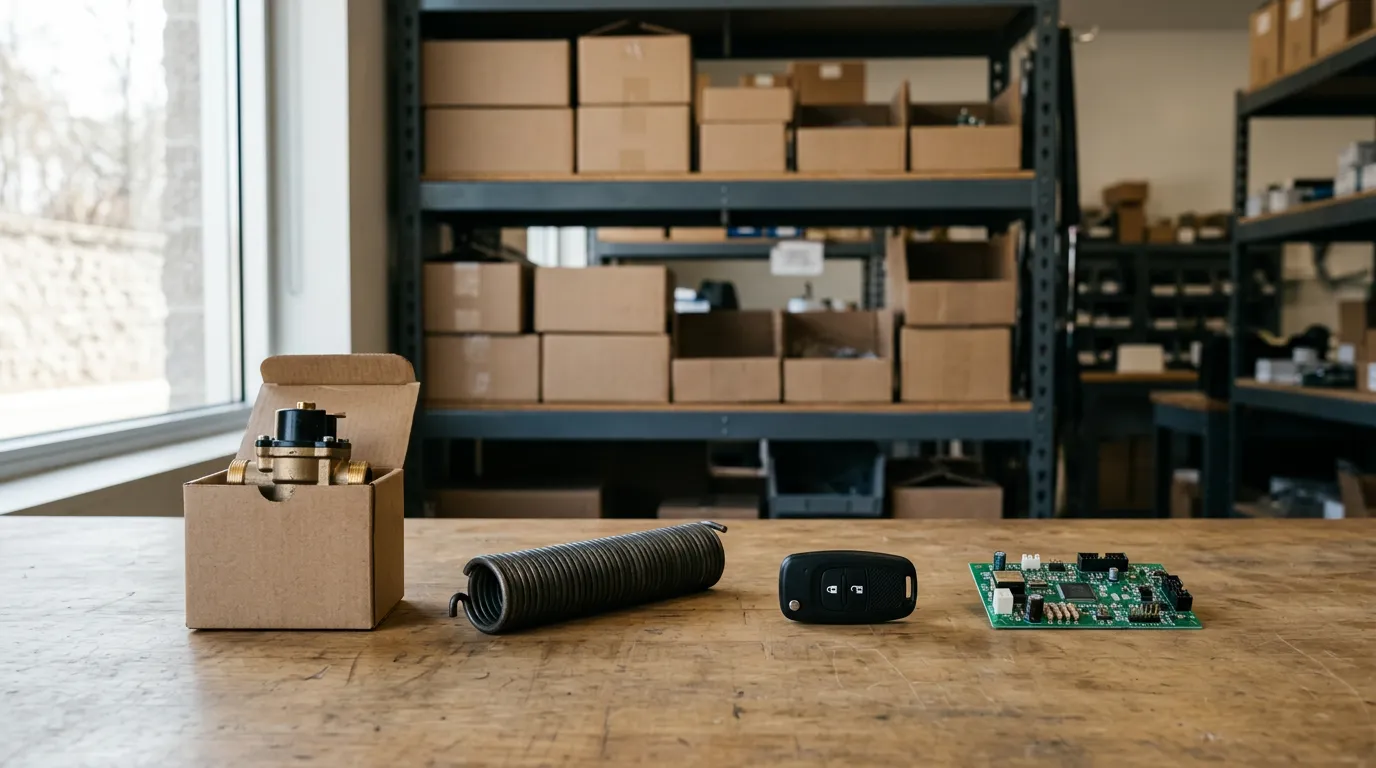Editorial photograph illustrating warranty lookup by serial number for a field-service business