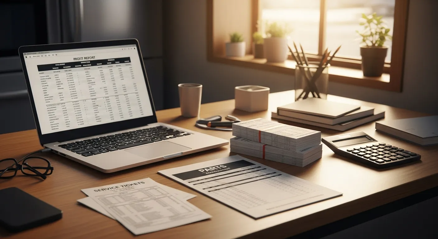 Editorial photograph illustrating appliance accounting software for a field-service business