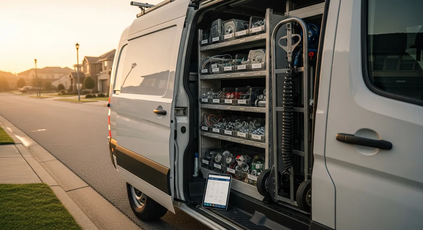 Editorial photograph illustrating appliance repair dispatch software for a field-service business