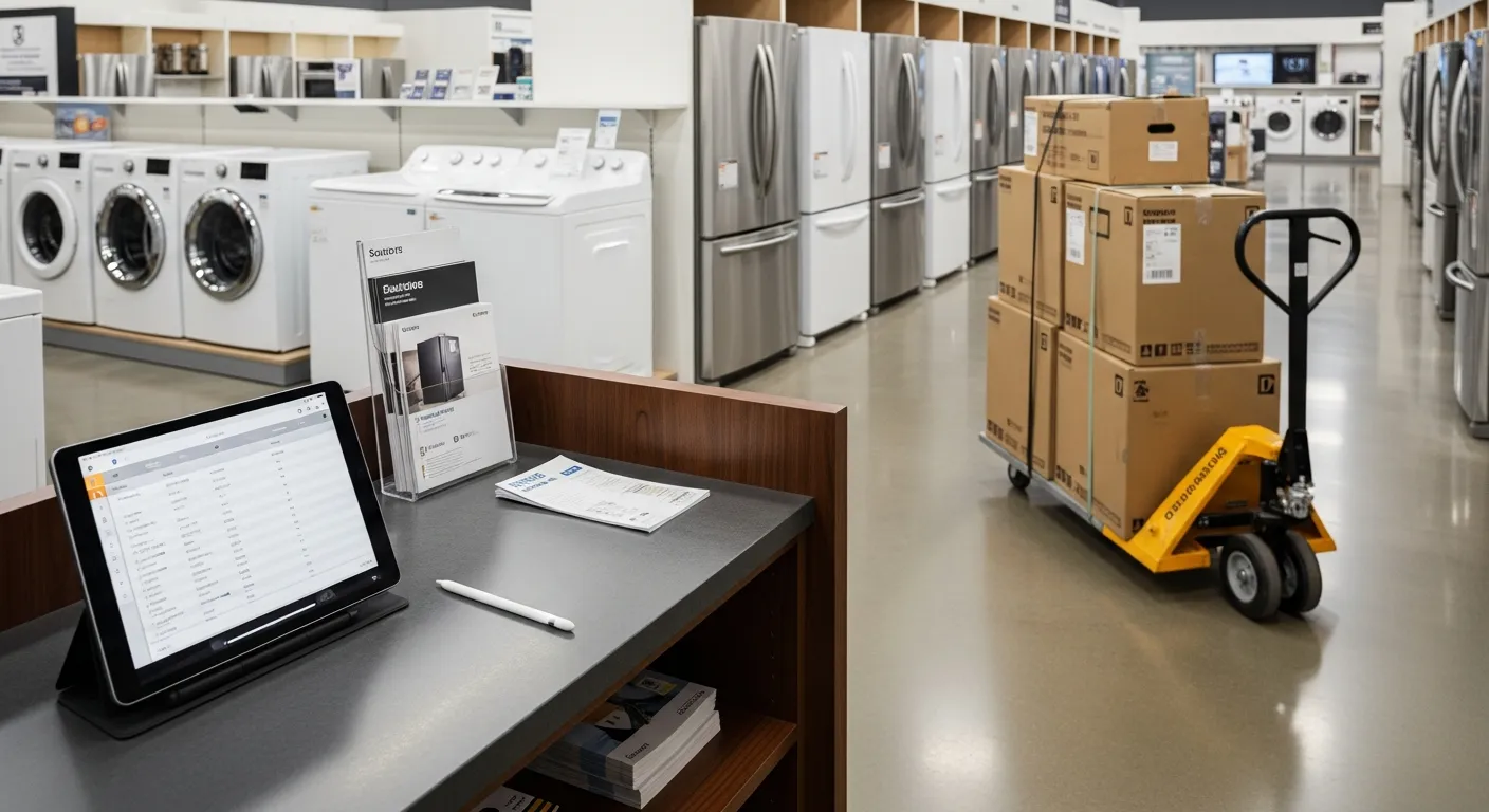 Editorial photograph illustrating appliance store pos for a field-service business