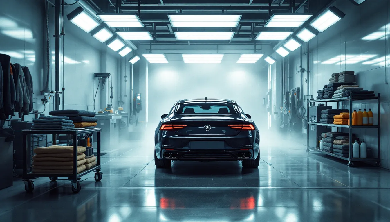 Editorial photograph illustrating ceramic coating warranty tracking for a field-service business