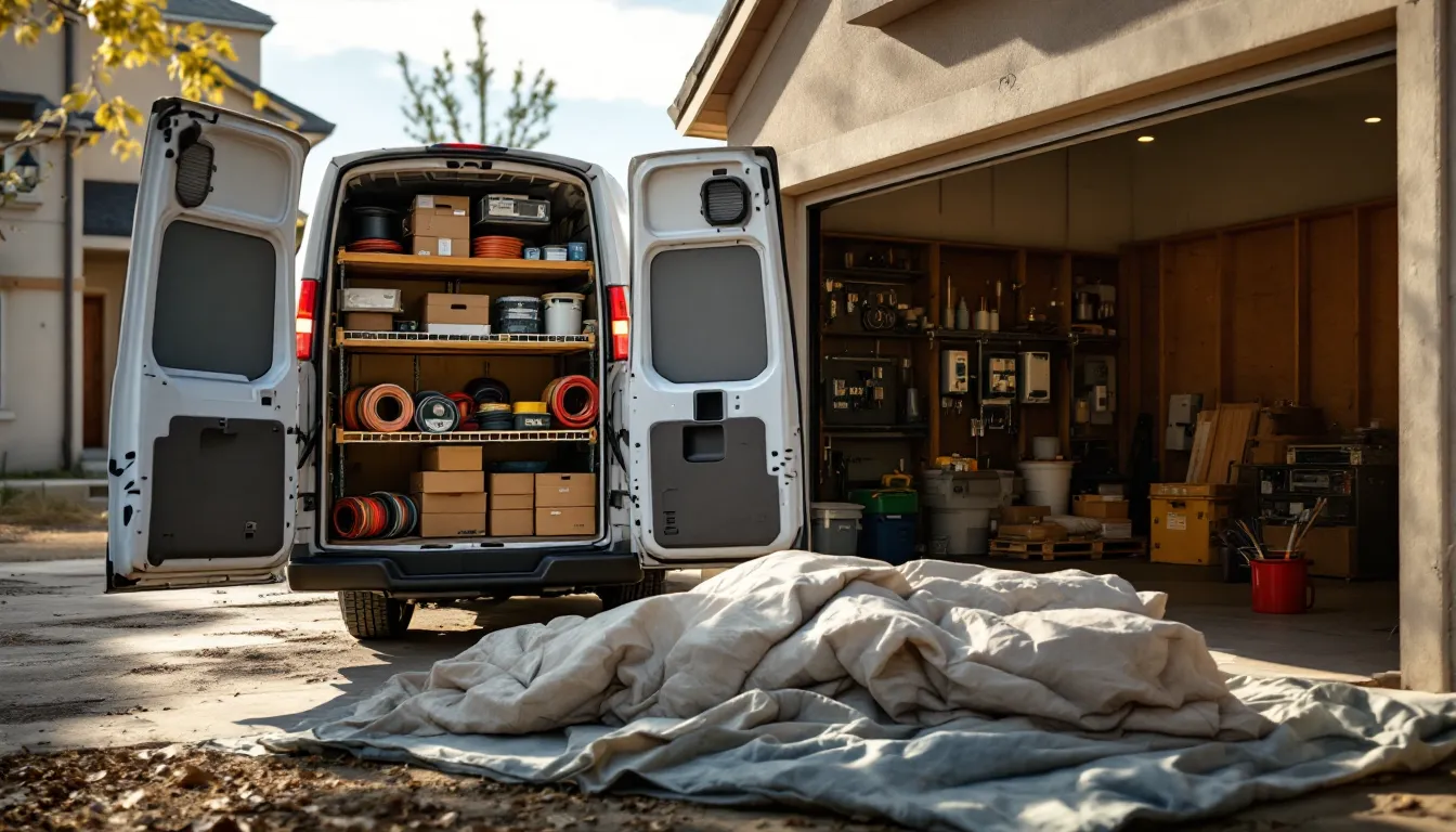 Editorial photograph illustrating electrician permit fee billing for a field-service business