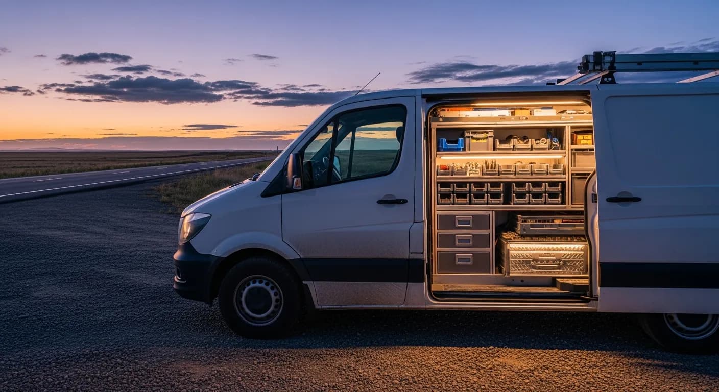 Editorial photograph illustrating field service software support for a field-service business