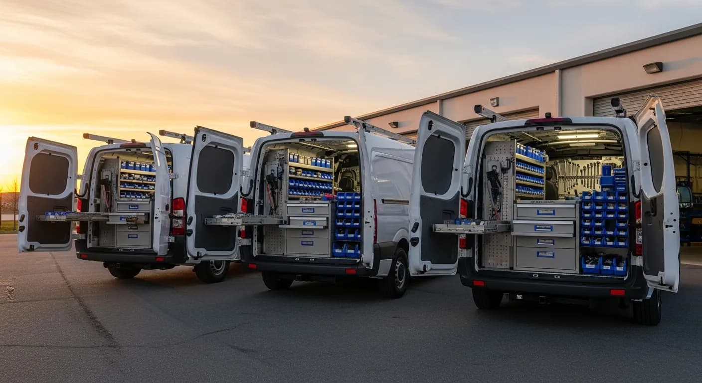 Editorial photograph illustrating field service management software 3 technicians for a field-service business