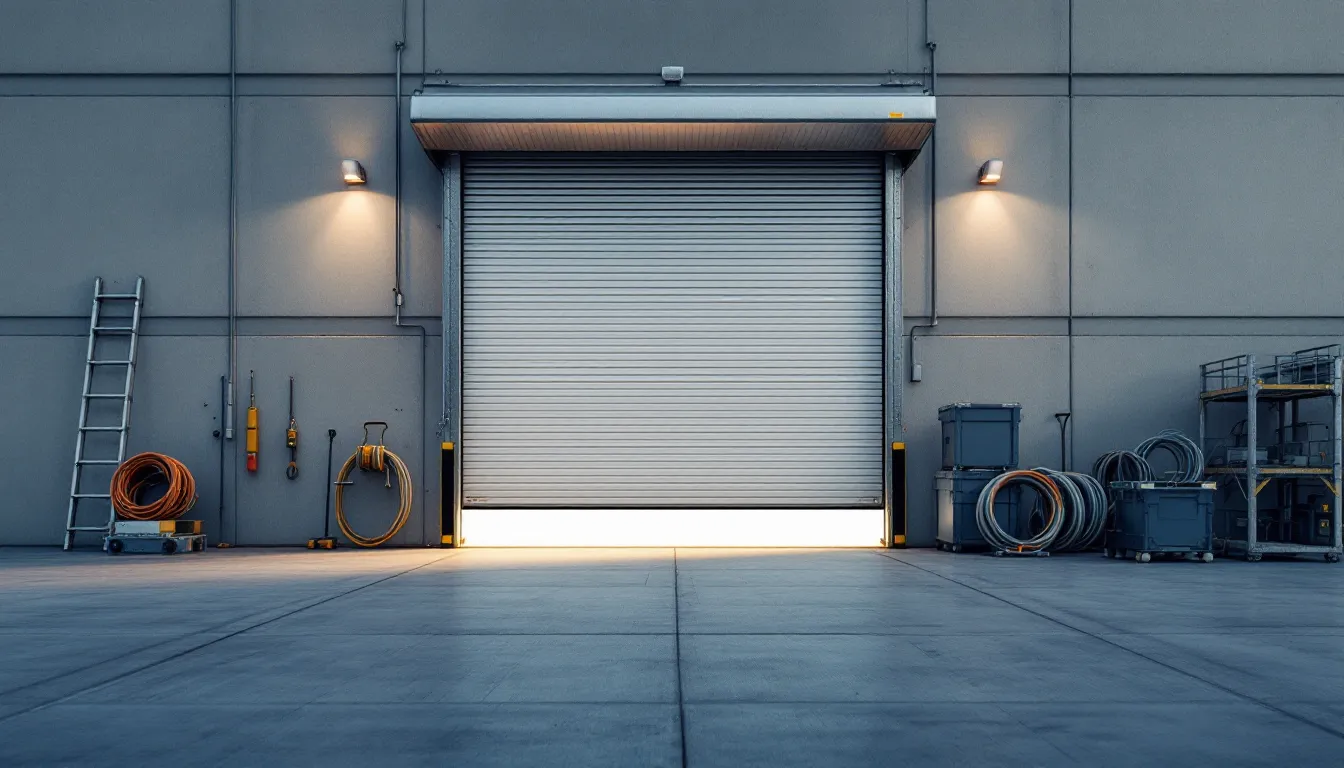 Editorial photograph illustrating garage door maintenance contract software for a field-service business