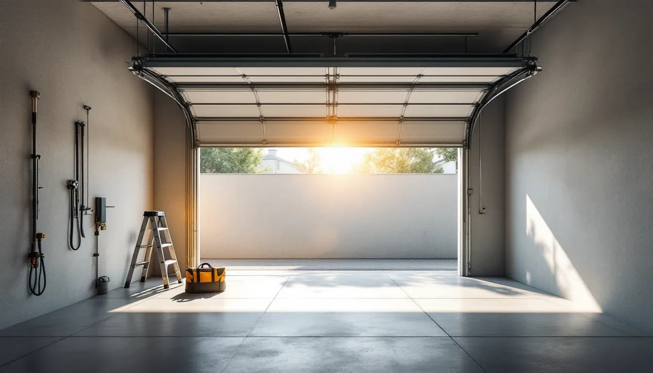 Editorial photograph illustrating garage door maintenance plan for a field-service business