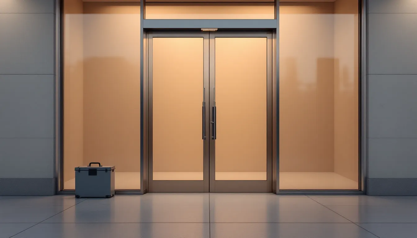 Editorial photograph illustrating commercial door hardware quoting locksmith for a field-service business