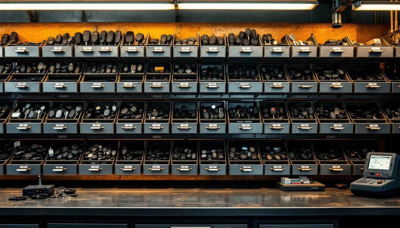 Editorial photograph illustrating locksmith inventory software for a field-service business