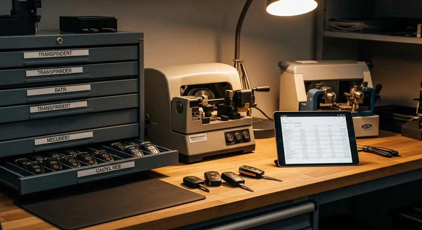 Editorial photograph illustrating locksmith software cost for a field-service business