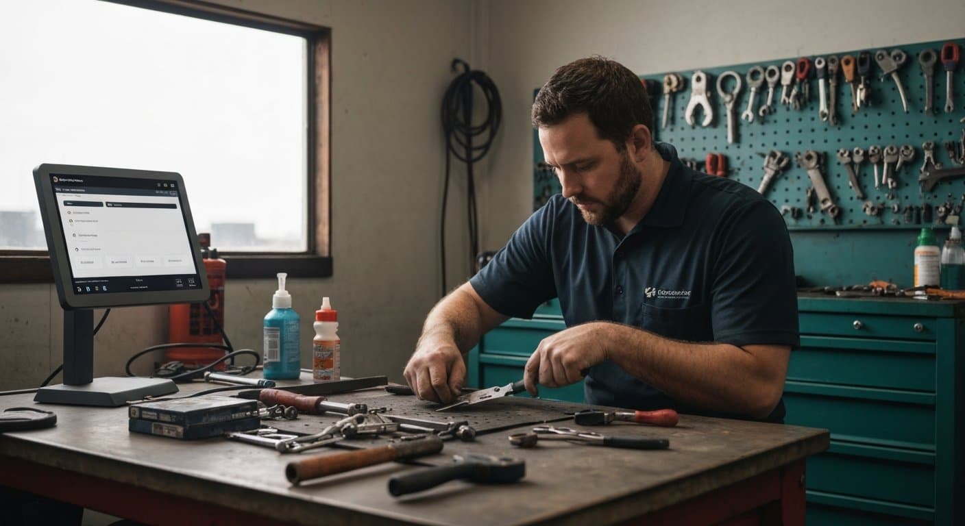 POS + invoicing + inventory SaaS for mobile locksmiths / automotive service businesses — field-service POS, mobile invoicing, parts inventory, payments software illustrating Mobile Invoicing App: How IntelliDrive OS Works