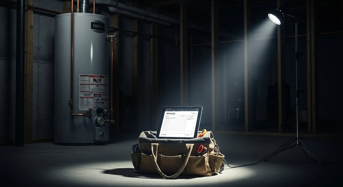 Editorial photograph illustrating offline invoicing app for a field-service business