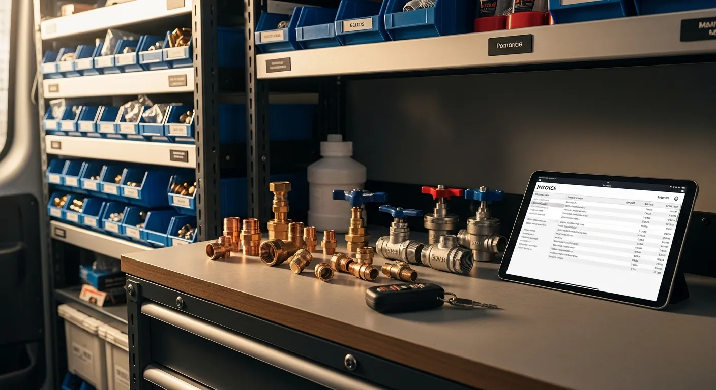 Editorial photograph illustrating parts markup field service for a field-service business