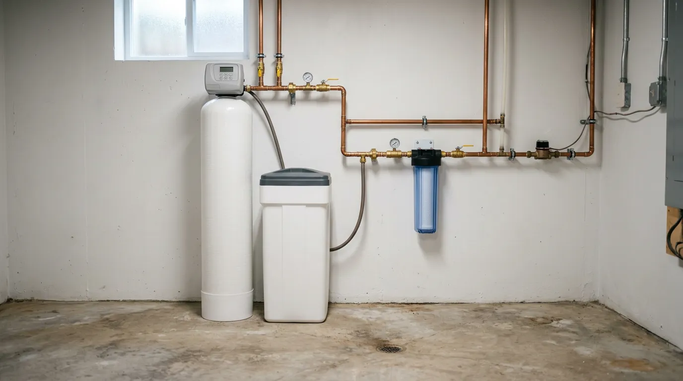 Editorial photograph illustrating water treatment service software for a field-service business