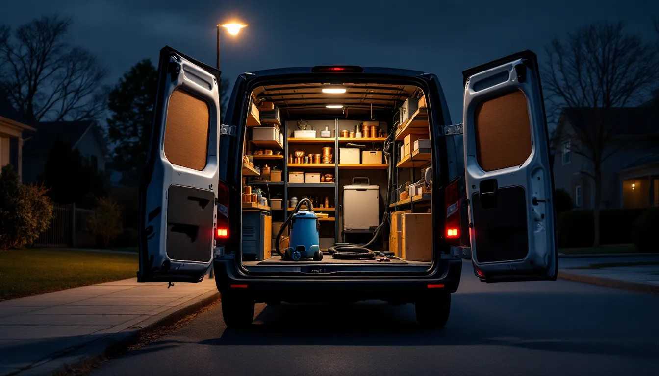 Editorial photograph illustrating plumbing on-call rotation for a field-service business