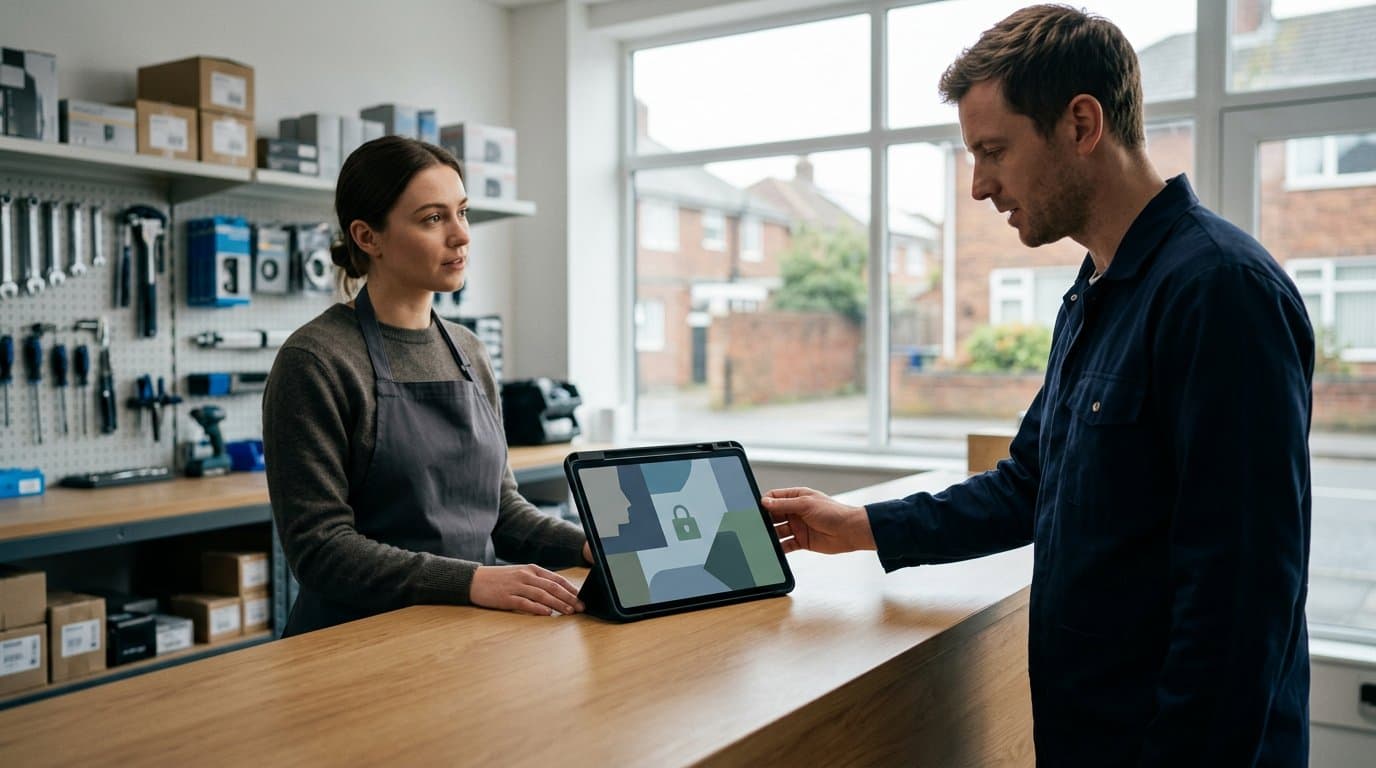 IntelliDrive OS business management software illustrating Shared Shop Tablets: Secure Shift Handoffs Without Shared Logins