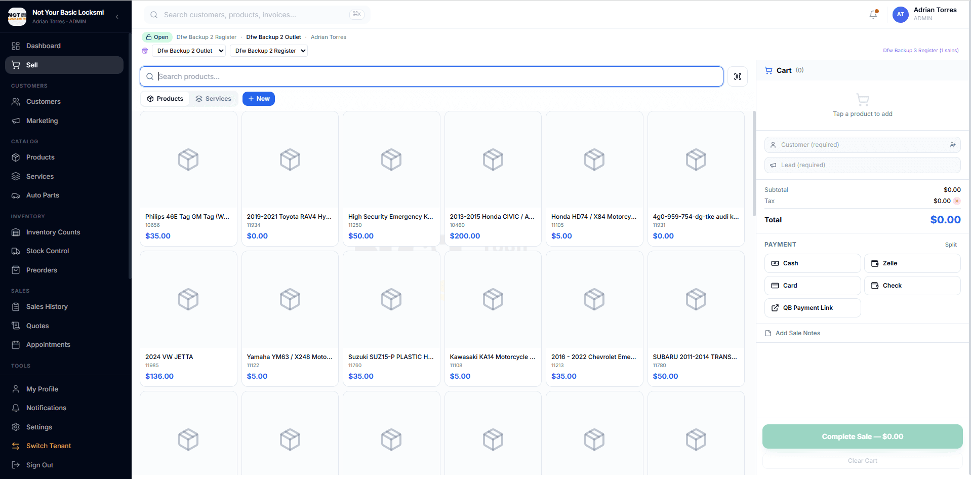 IntelliDrive OS inventory and product management